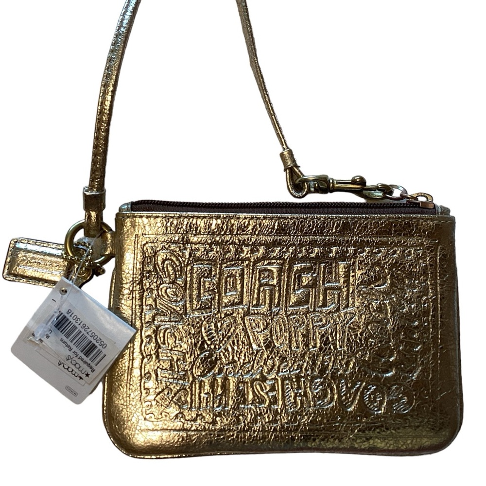 Rare Coach Poppy Wristlet in Metallic Gold NWT